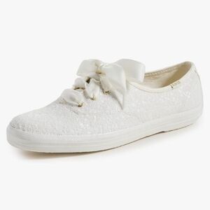 Keds Kate Spade Champion Sequins Cel Sneakers Creamy White Ribbon Laces Size 8
